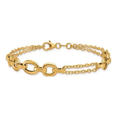 14K Yellow Gold 9.25mm Two-Strand Link Chain Bracelet – view 5