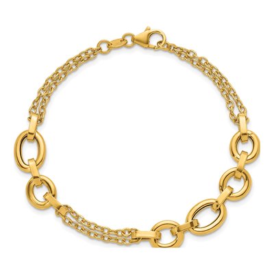 14K Yellow Gold 9.25mm Two-Strand Link Chain Bracelet – view 6