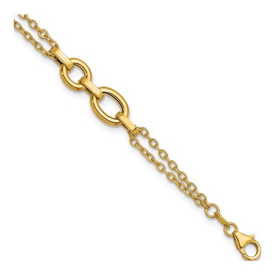 14K Yellow Gold 9.25mm Two-Strand Link Chain Bracelet
