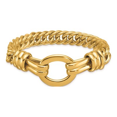 14K Yellow Gold 10.5mm Oval Curb Link Chain Bracelet – view 5