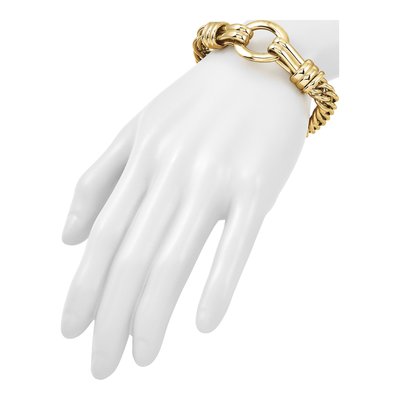 14K Yellow Gold 10.5mm Oval Curb Link Chain Bracelet – view 7