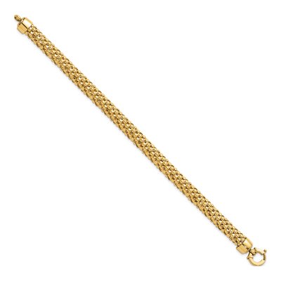 14K Yellow Gold 8mm Popcorn Mesh Chain Bracelet – view 3
