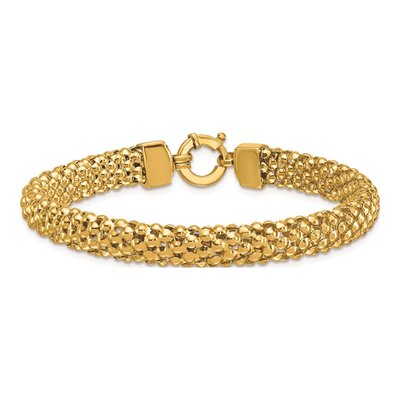 14K Yellow Gold 8mm Popcorn Mesh Chain Bracelet – view 5