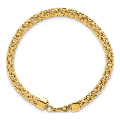 14K Yellow Gold 8mm Popcorn Mesh Chain Bracelet – view 6