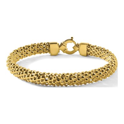 14K Yellow Gold 8mm Popcorn Mesh Chain Bracelet – view 8
