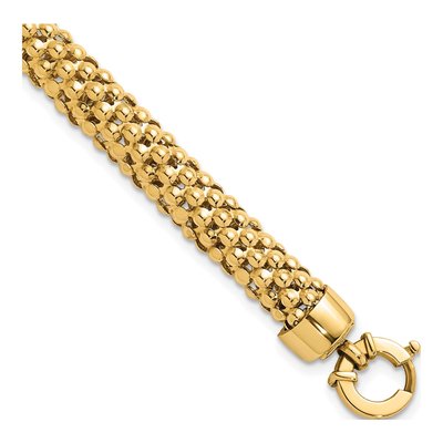 14K Yellow Gold 8mm Popcorn Mesh Chain Bracelet