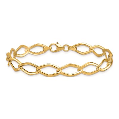 14K Yellow Gold 8mm Fancy Link Chain Bracelet – view 5