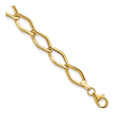 14K Yellow Gold 8mm Fancy Link Chain Bracelet