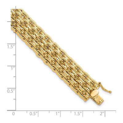 14K Yellow Gold 13.5mm Woven Link Chain Bracelet – view 4