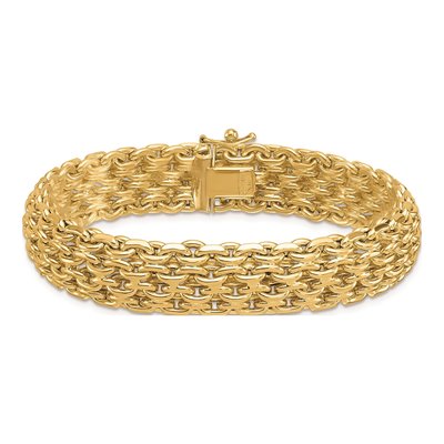 14K Yellow Gold 13.5mm Woven Link Chain Bracelet – view 5