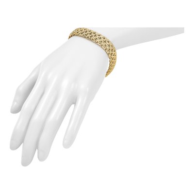 14K Yellow Gold 13.5mm Woven Link Chain Bracelet – view 7