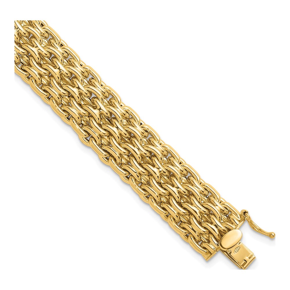 Herco 14K Yellow Gold Polished Fancy Woven Chain 7.5 Inch Bracelet with Box Catch Clasp