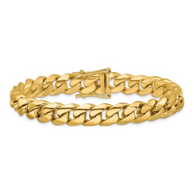 14K Yellow Gold 10.2mm Round Miami Cuban Chain Bracelet – view 3