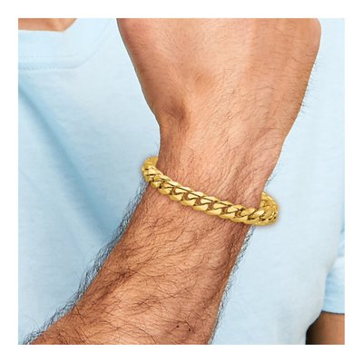 14K Yellow Gold 10.2mm Round Miami Cuban Chain Bracelet – view 5