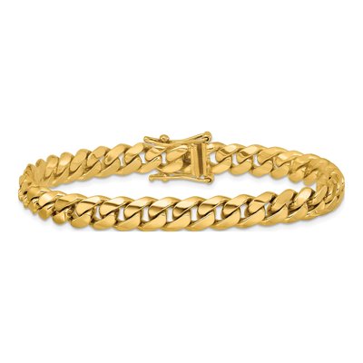 14K Yellow Gold 8mm Miami Round Cuban Chain Bracelet – view 3