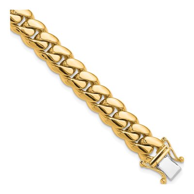 14K Yellow Gold 8.75mm Miami Round Cuban Chain Bracelet