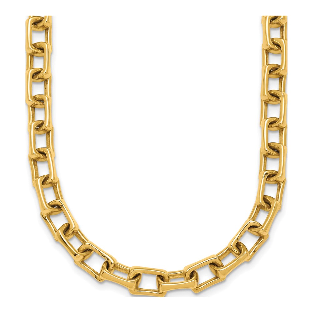 Herco 14K Yellow Gold 18 Inch Polished Fancy Rectangular Link Necklace with Lobster Clasp