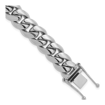 14K White Gold 10.5mm Curb Chain Bracelet