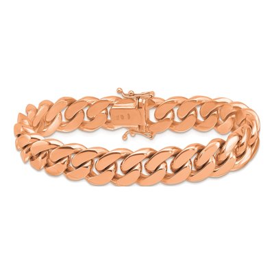 14K Rose Gold 12.6mm Curb Chain Bracelet – view 3