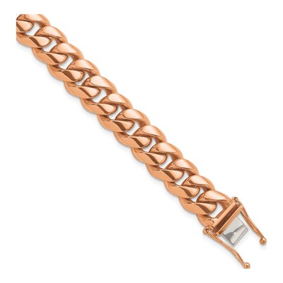 14K Rose Gold 12.6mm Curb Chain Anklet
