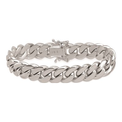 14K White Gold 12.6mm Curb Chain Bracelet – view 3