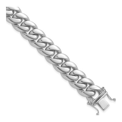 14K White Gold 12.6mm Curb Chain Bracelet
