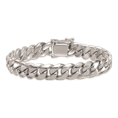 14K White Gold 12.6mm Curb Chain Anklet – view 3