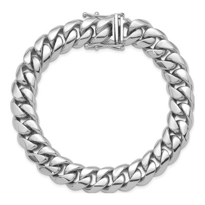 14K White Gold 12.6mm Curb Chain Anklet – view 4