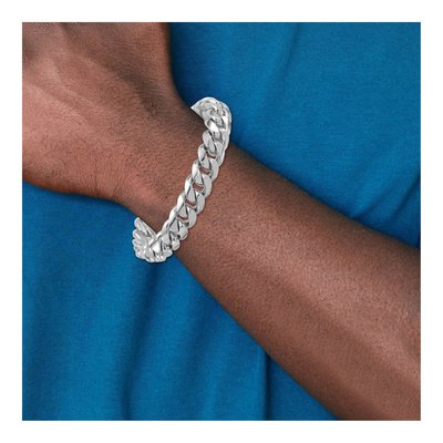 14K White Gold 12.6mm Curb Chain Anklet – view 6