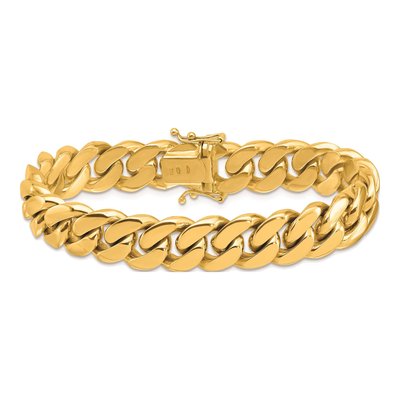 14K Yellow Gold 12.6mm Curb Chain Bracelet – view 5