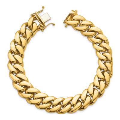 14K Yellow Gold 12.6mm Curb Chain Bracelet – view 7