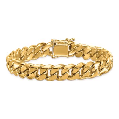 14K Yellow Gold 12.6mm Curb Chain Anklet – view 5