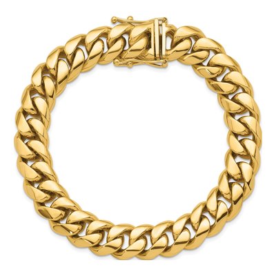 14K Yellow Gold 12.6mm Curb Chain Anklet – view 6