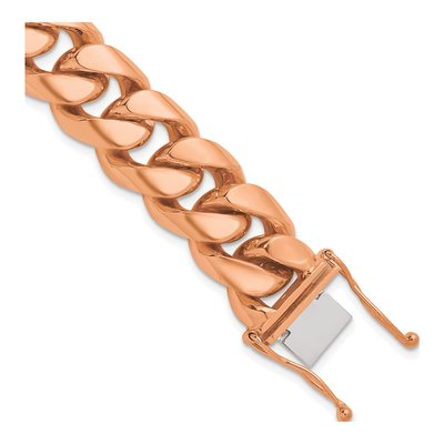 14K Rose Gold 15.4mm Curb Chain Bracelet