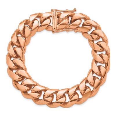 14K Rose Gold 15.4mm Curb Chain Bracelet – view 4