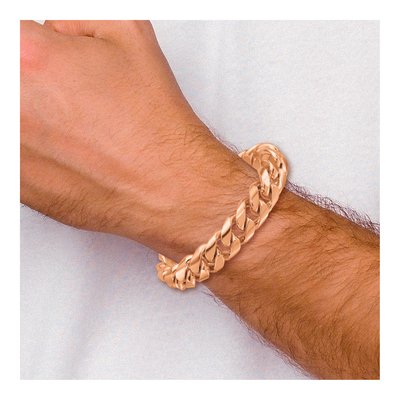 14K Rose Gold 15.4mm Curb Chain Bracelet – view 6