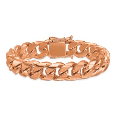 14K Rose Gold 15.4mm Curb Chain Anklet – view 3