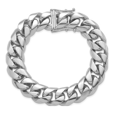 14K White Gold 15.4mm Curb Chain Bracelet – view 4