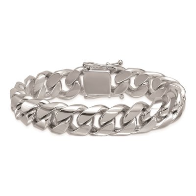 14K White Gold 15.4mm Curb Chain Bracelet – view 3
