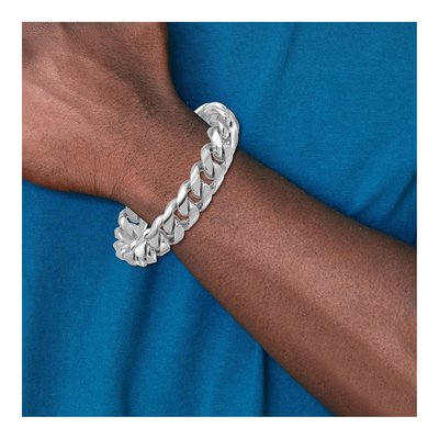 14K White Gold 15.4mm Curb Chain Bracelet – view 6