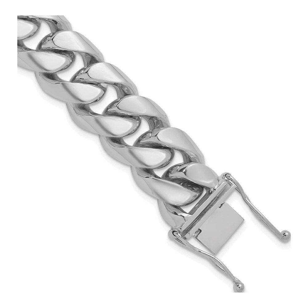 Herco 14K White Gold Rhodium-Plated Polished Solid 15.4mm Curb 9 Inch Chain Bracelet with Box Catch Clasp