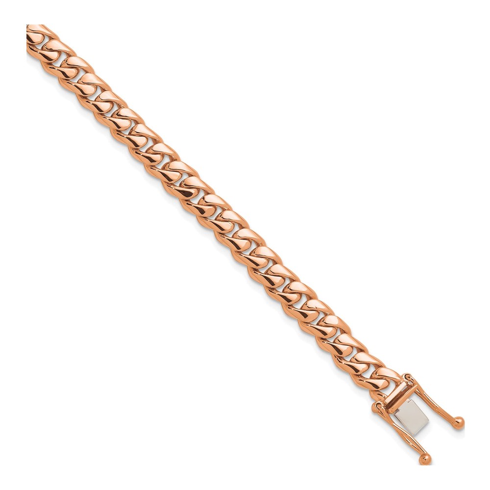 Herco 14K Rose Gold Polished Solid 7.0mm Curb 24 Inch Chain Necklace with Box Catch Clasp