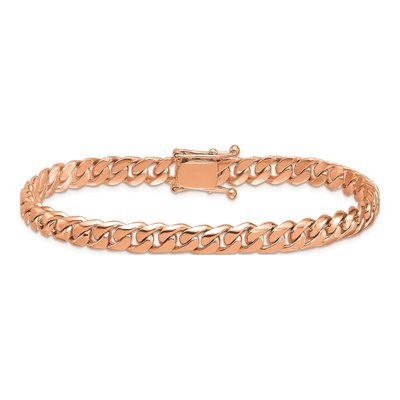14K Rose Gold 7mm Curb Chain Bracelet – view 3
