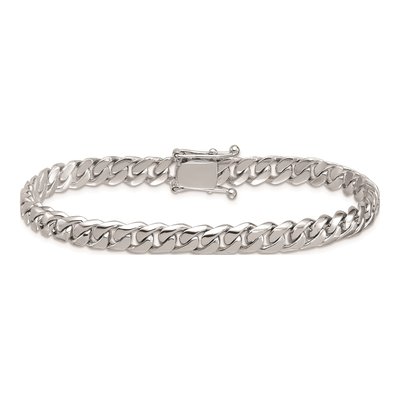 14K White Gold 7mm Curb Chain Bracelet – view 3