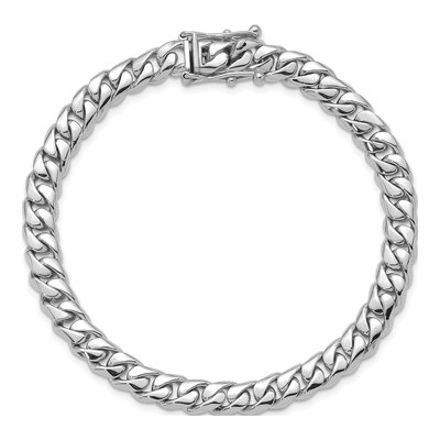 14K White Gold 7mm Curb Chain Bracelet – view 4