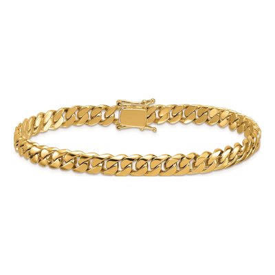 14K Yellow Gold 7mm Curb Chain Bracelet – view 5