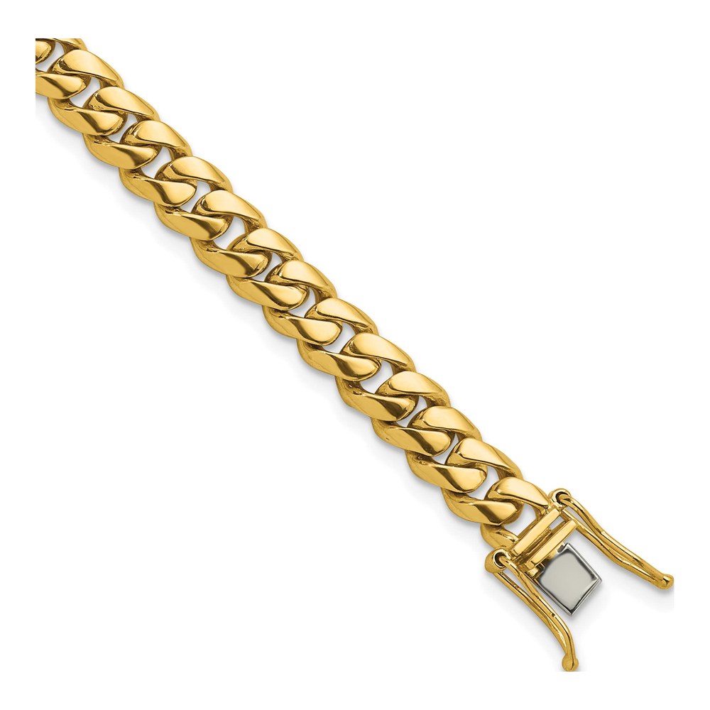Herco 14K Yellow Gold Polished Solid 7.0mm Curb 8.5 Inch Chain Bracelet with Box Catch Clasp