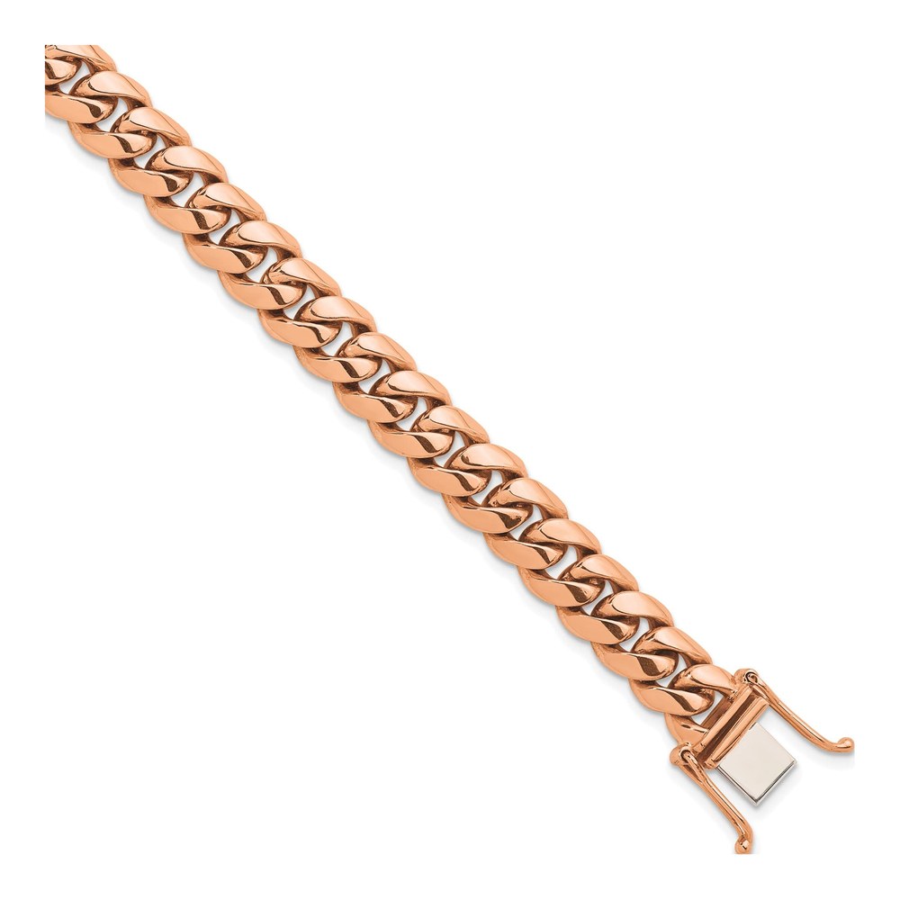 Herco 14K Rose Gold Polished Solid 9.2mm Curb 20 Inch Chain Necklace with Box Catch Clasp