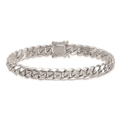 14K White Gold 9.2mm Curb Chain Bracelet – view 3