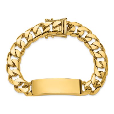 14K Yellow Gold Curb ID Bracelet – view 5